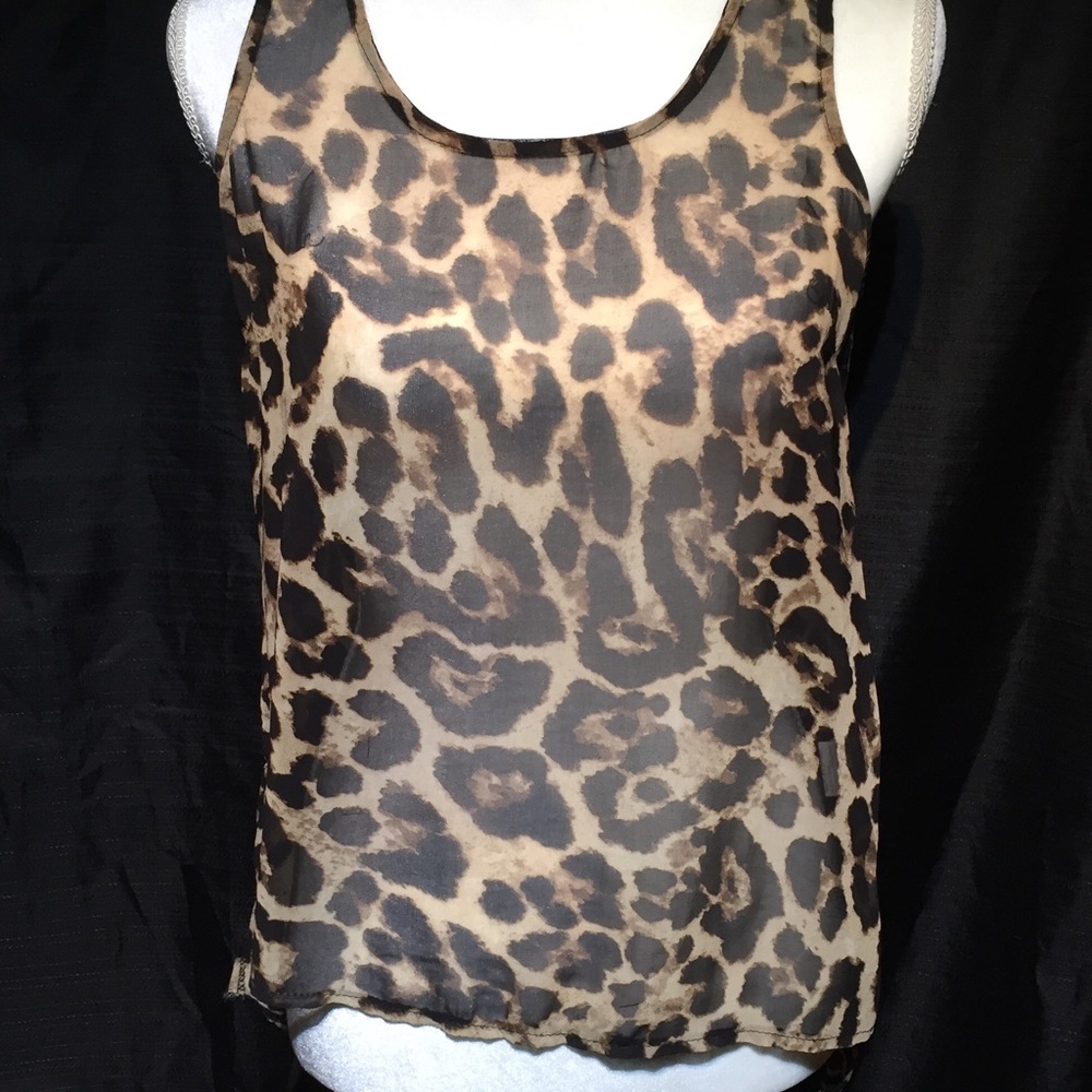 Glam Dollz sheer sleeveless top, animal print
